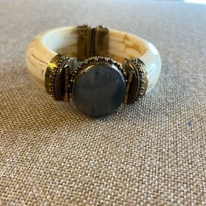Statement Piece Bone with Center Stone Hinge Bracelet